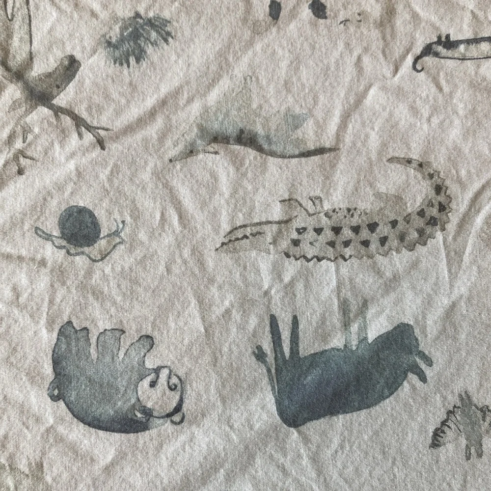 Restoration Hardware Wildlife Washed‎ Percale Top Sheet Full Ocean Grey